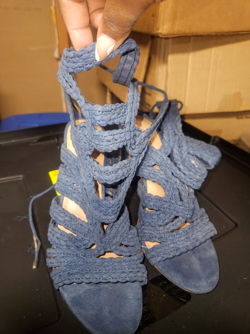 JustFab Ryleigh Blue Braided Ankle Wrap Sandal- Sz 8.5- $15
